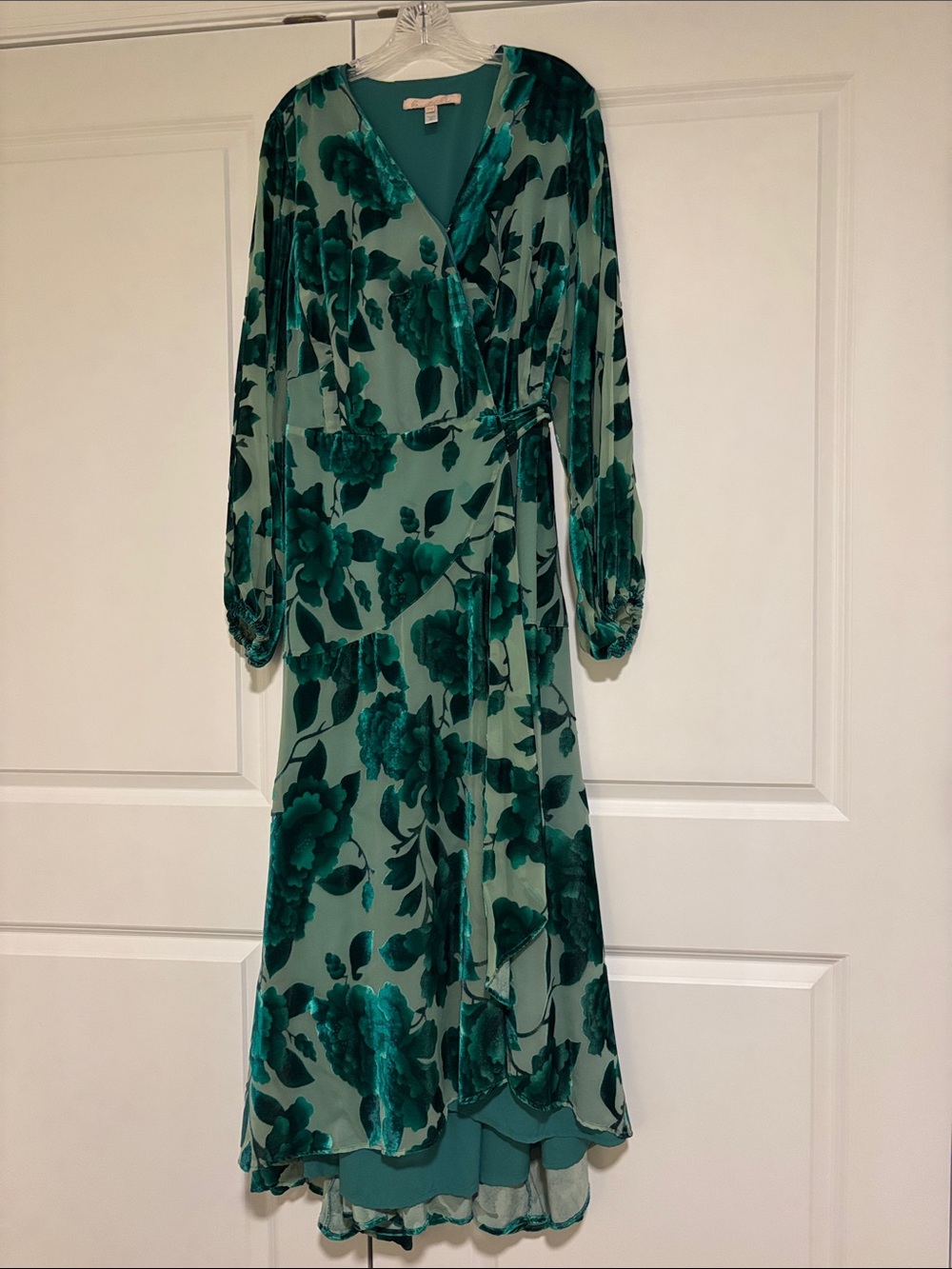 Anthropologie Hutch Long Sleeve V Neck Wrap Midi Dress